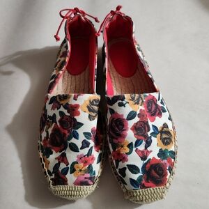 Vera Bradley Havana Rose White Canvas Espadrilles Sz 8